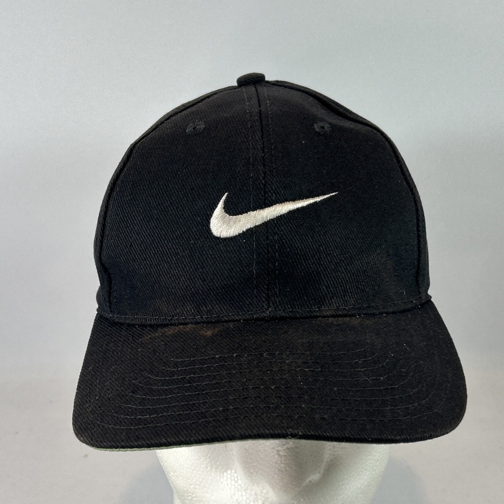 Vintage Nike Men's Black Swoosh Hat Cap Athletic White Tag Sport Streetwear